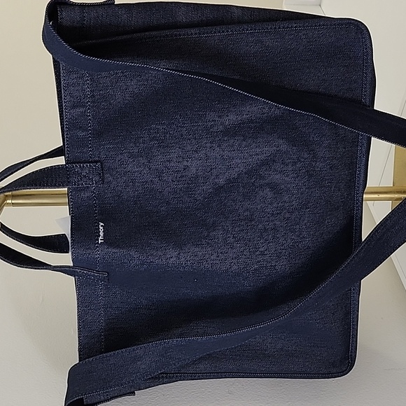 Theory Denim Blue Tote Bag Office Siren - Picture 3 of 16
